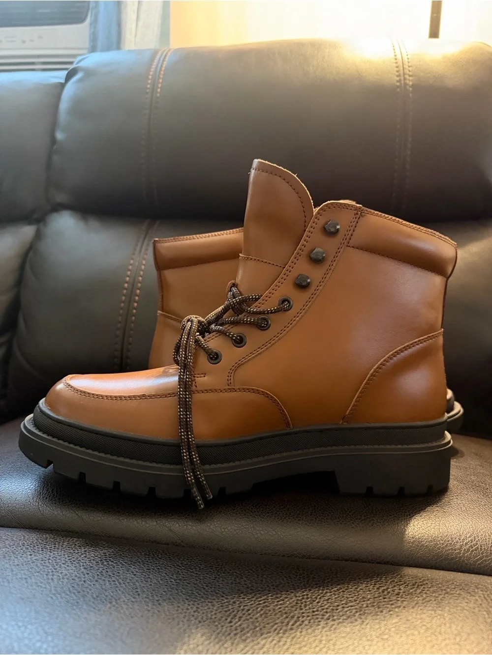 NEW men’s BP NORDSTROM brown leather  lace up hiking boots  size 10M
